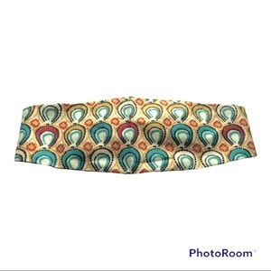Headband African Cotton Ethnic Elastic Back Gold Turquoise Red Handcrafted